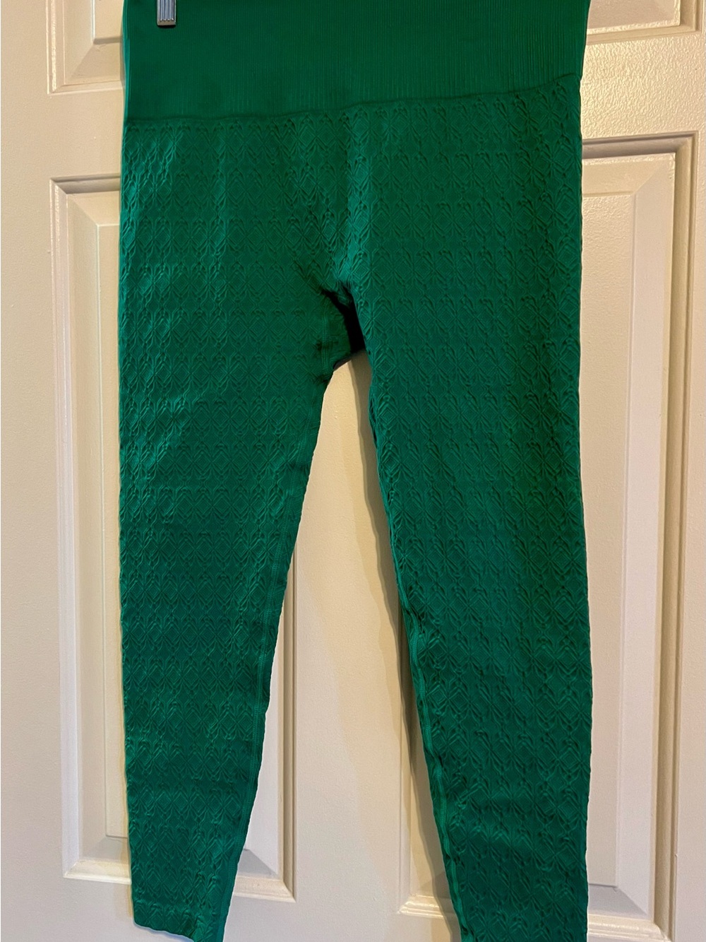 JoyLab Emerald Green Textured Chevron Seamless High Waisted Leggings - Size L